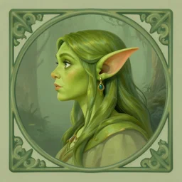 side profile centered painted portrait, elisha cuthbert as green gremlin forest druid, d & d, gloomhaven, matte painting concept art, art nouveau, beautifully backlit, swirly vibrant color lines, fantastically gaudy, aesthetic octane render, 8 k hd resolution, by ilya kuvshinov and cushart krentz and gilleard james
