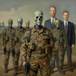 Army of human clones, highly detailed, very coherent, painted by Francis Bacon and Edward Hopper, Wayne Barlowe, painted by James Gilleard, surrealism, airbrush,  art by JamesJean
