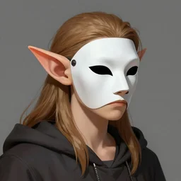 Drow from D&D that wears a white mask, digital art