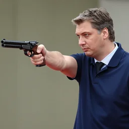image of aleksandar vucic using a gun