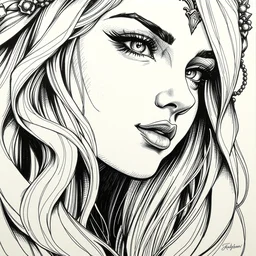 beautiful ink sketch, a close - up byzantinian princess by ilya kuvshinov, wlop, krenz kushart, boris vallejo, ayami kojima and ayami kojima