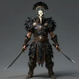avionette soldier by beksinski, wearing ancient beaked, bird skull shaped ornament war helm, wearing black feather covered tribal armor, wielding dual scimitar, full body concept, sharp focus, hyperdetail, by beksinski, ruan jia, dark soul concept art, trending on artstation