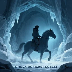 riding the warcat into the deep ice cave. melancholy undertones, high fantasy art official contest submission greg rutkowski emissive lighting 3 8 4 0