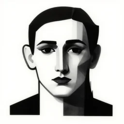 portrait bauhaus abstract monochromatic high contrast curled curved