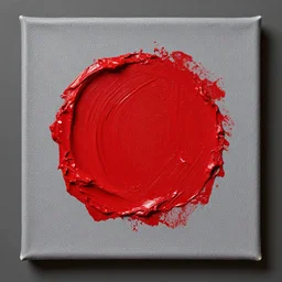 thick impasto oil paint crimson on a canvas, gray canvas, product photography, professional photography, dslr, micro detail, realistic, realism, thick paint, textured canvas, cinematic lighting