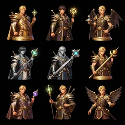 set of magic RPG items , game asset of six different magic items and rpg items by Stanley Artgerm Lau, game pack, assets, WLOP, Rossdraws, James Jean, Andrei Riabovitchev, Marc Simonetti, and Sakimichan, trending on artstation , assets, HD , strong contrast
