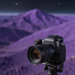 purple mountains on an alien planet, clear focus, bokeh effect, high res, hasselblad, dslr, professional, cinematic