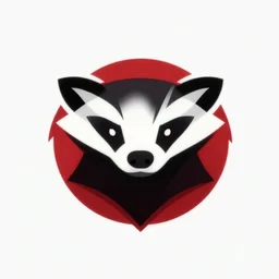 red black honey badger airsoft logo, symmetrical!, flat vector art, artstation, minimalistic, modern, smooth