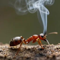 a smoking ant