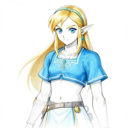 beauty zelda, illustration, by christophe young, blueprint, sketch