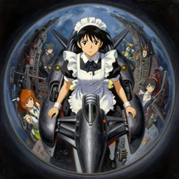 baroque oil painting of key visual concept art of anime maid piloting an f 1 5, fisheye cockpit view, brutalist, dark fantasy, rule of thirds golden ratio, fake detail, trending pixiv fanbox, acrylic palette knife, style of makoto shinkai studio ghibli genshin impact james gilleard greg rutkowski chiho aoshima