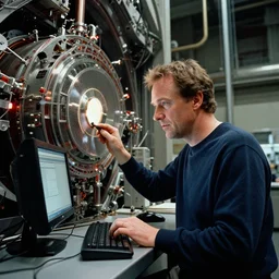 a photograph of Gordon Freeman at work at the Large Hadron Collider