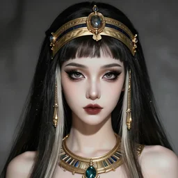 Character concept art of a goth anime Cleopatra || cute-fine-face, pretty face, realistic shaded Perfect face, fine details by Stanley Artgerm Lau, WLOP, Rossdraws, James Jean, Andrei Riabovitchev, Marc Simonetti, and Sakimichan, tranding on artstation