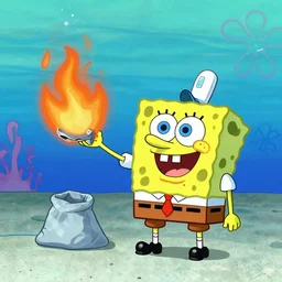 spongebob burning trash in the ocean, nickelodeon 2 0 1 2, facebook 2 0 1 2