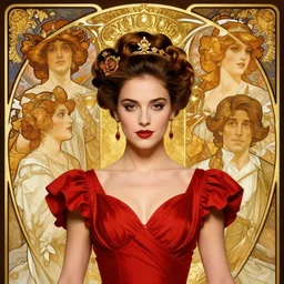 portrait of a beautiful young spanish woman wearing a red salsa dress, beautiful symmetrical face, golden, fantasy, regal, by stanley artgerm lau, greg rutkowski, thomas kindkade, alphonse mucha, loish, norman rockwell.
