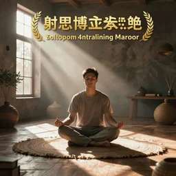 Photorealistic meditative room in the morning sunlight