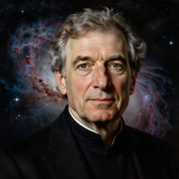 portrait of Carl Sagan in the space with nebulae, realistic painting, classical painting, high definition, digital art, matte painting, very detailed, realistic