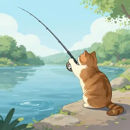 cat tring to catch fish