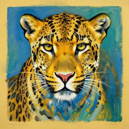 a beautiful painting lovely leopard, by picasso award - winning art in color screen printing
