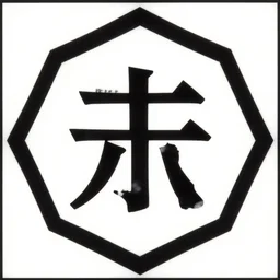 album cover art for large katakana in center hexagon design outer by akihiko yoshida
