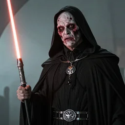 vincent price as a sith lord with a zombie face