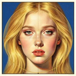 ! beauty girl portrait, face in detail, big sad eyes, blonde hairstyles, hair everywhere, by aykut aydogdu, by roberto ferri, pieter paul rubens, poster, golden ratio, cycles, colorful