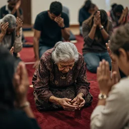 people praying for god to resurrect a old lady
