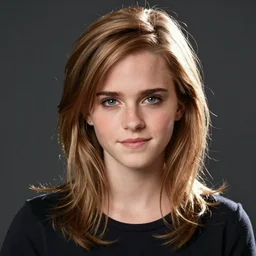 Professional portrait of male Emma Watson. A photograph of Emma Watson if she was a man. Studio lighting