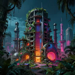 a beautiful very detailed highly detailed spirit realm industrial architecture urbex unfinished building building abandoned architecture city by louis kahn, neon noir gem retrowave rainforest darkacademia poppy hyperrealism thermal vision, archdaily, wallpaper, highly detailed, trending on artstation.