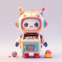 cute elaborate robot, candy colors, pinball machine parts, symmetrical, octane render, 3 d model, detailed by pokedstudio