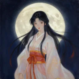 a painting of Kaguya, the moon light princess