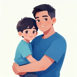 portrait of father and son embracing, vaporwave digital art 4 k