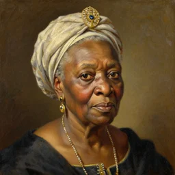 facial portrait of the old queen of nigeria, oil on canvas by william sydney mount, 1 8 7 7