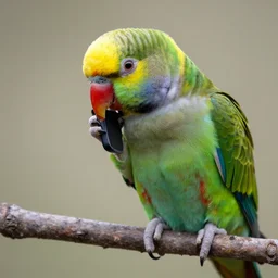 polandrock parrot answering a cellphone