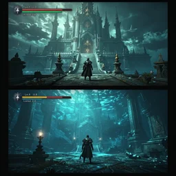 Dark Souls game screens, under water, The Grand Palace of Anor londo under water. PlayStation 4