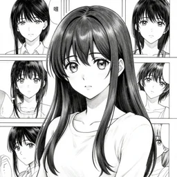 bust portrait of a pretty young anime woman, drawn by WLOP, black and white anime manga panel, trending on artstation