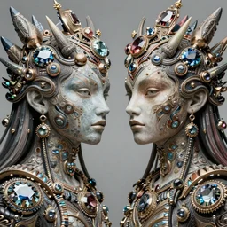 beautiful gemini twins portrait, ultra realistic, wide angle, intricate details, lobo artifacts, highly detailed by peter mohrbacher, hajime sorayama, wayne barlowe, boris vallejo, aaron horkey, gaston bussiere, craig mullins, simon bisley