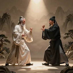 Confucius in a rap battle with Lao Tzu