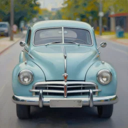 impressionist surreal distorted painting of a car from the 4 0 s