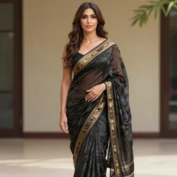 portrait of mia khalifa wearing saree, by charlotte grimm, natural light, detailed face, canon eos c 3 0 0, ƒ 1. 8, 3 5 mm, 8 k, medium - format print, full body shot