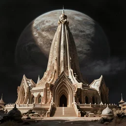 old photo of surreal alien temple on exoplanet