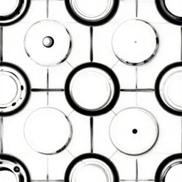 scifi wall panel textures, by jack kirby, circle shapes, flat, vector, seamless, organic ink, black and white only