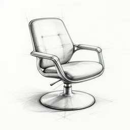 pencil sketch blueprint of a futuristic chair