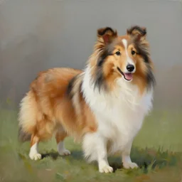 a painting of a shetland sheepdog by Patrice muricano