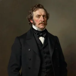 portrait of a middle aged victorian aristocrat, waistcoat, standing upright, male, detailed face, victorian, highly detailed, cinematic lighting, digital art painting by greg rutkowski