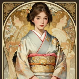 hyperdetailed portrait of a 5 0 year old irish woman in a kimono, digital painting, artstation hq, sharp foccus ilustration, artstation hq. intricate, elegant. wlop, artgerm, greg rutkowski, alphonse mucha, medium shot. dan mumford, tomokazu matsuyama, takato 4 yamamoto