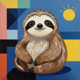 a cute sloth, bauhaus style painting