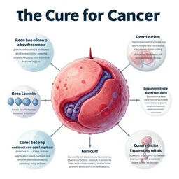 the cure for cancer, highly detailed, scientifically accurate, diagram, English