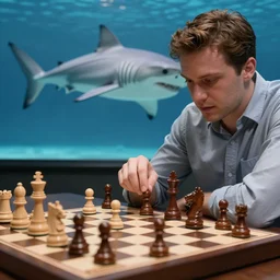 playing chess with a great white shark, instructional video