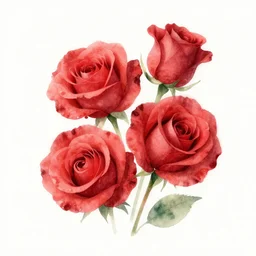 watercolor red roses